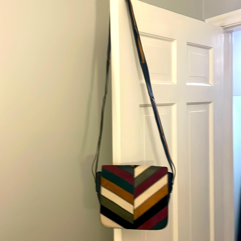 Leather crossbody purse.